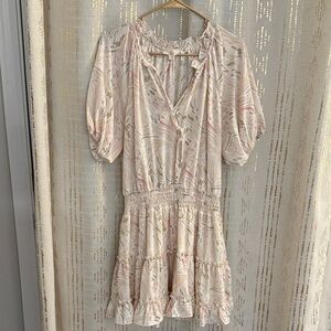 Entro Cream and Pink Patterned Mini Dress